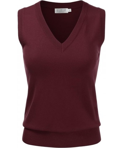 Women's V-Neck Sleeveless Stretch Pullover Premium Sweater Vest Top (S-3X) Esw011_burgundy $13.27 Sweaters