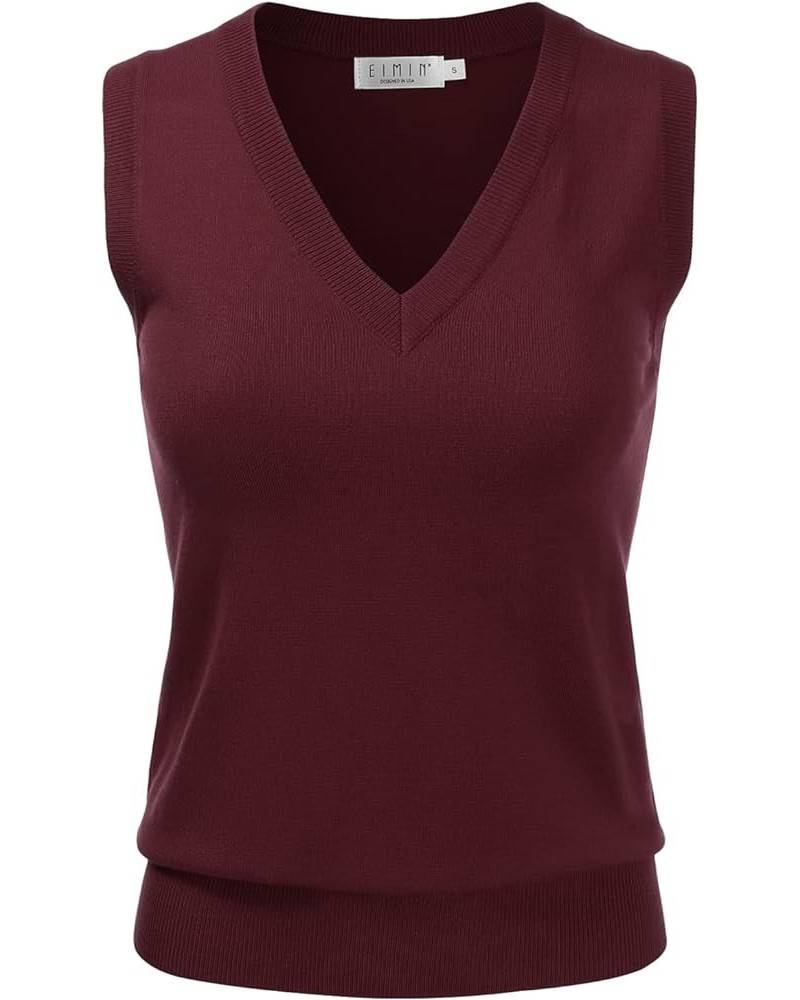 Women's V-Neck Sleeveless Stretch Pullover Premium Sweater Vest Top (S-3X) Esw011_burgundy $13.27 Sweaters