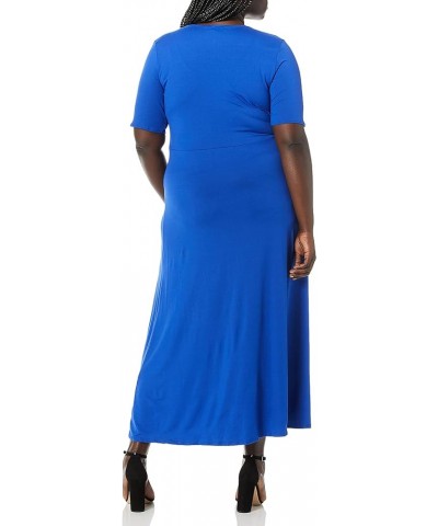 Women's Plus-Size Modest Soft Brushed Knit Elbow Sleeve Maxidress Royal $9.32 Dresses