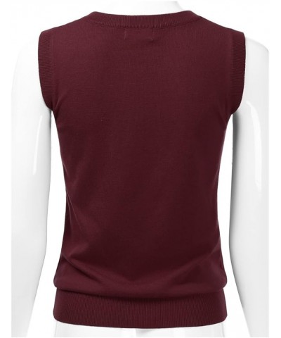 Women's V-Neck Sleeveless Stretch Pullover Premium Sweater Vest Top (S-3X) Esw011_burgundy $13.27 Sweaters