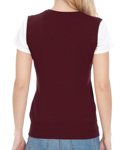 Women's V-Neck Sleeveless Stretch Pullover Premium Sweater Vest Top (S-3X) Esw011_burgundy $13.27 Sweaters