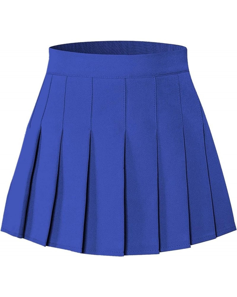 Girls Womens Pleated Mini Skirt Short High Waist School Uniform, 2Years - 4XL Royal Blue $13.32 Skirts