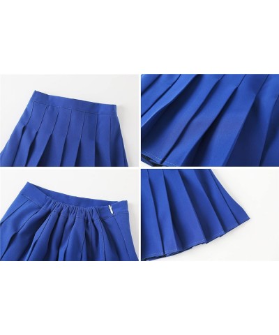 Girls Womens Pleated Mini Skirt Short High Waist School Uniform, 2Years - 4XL Royal Blue $13.32 Skirts