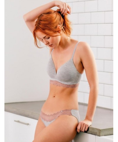 Women's Casual Comfort Wireless Bra Grey (Grey Marl/Sugar Plum) $10.75 Lingerie