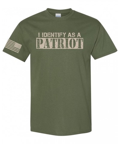 I Identify as a Patriot Flag on Sleeve Unisex T-Shirt Military Green $8.64 T-Shirts