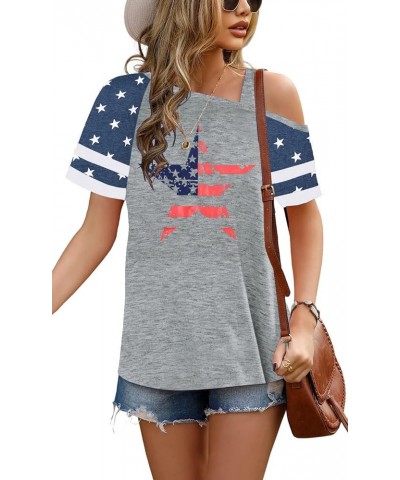 American Flag T Shirt Patriotic Shirts Women Veteran Shirt Raglan Short Sleeve Stars Stripes Top Tees Off Shoulder $12.09 T-S...