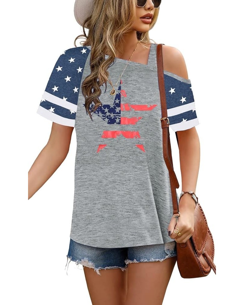 American Flag T Shirt Patriotic Shirts Women Veteran Shirt Raglan Short Sleeve Stars Stripes Top Tees Off Shoulder $12.09 T-S...