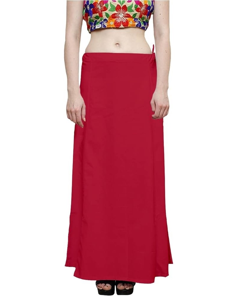 Women Saree Petticoat Inskirt Underskirt Skirt White Sari Cotton Innerwear Red $12.53 Skirts