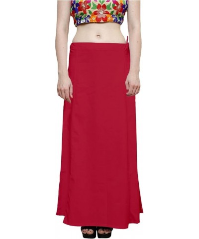 Women Saree Petticoat Inskirt Underskirt Skirt White Sari Cotton Innerwear Red $12.53 Skirts