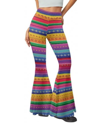 Women's Stretchy Wide Leg Leggings Tie Dye Bootcut Sweatpants Boho Mandala High Waist Yoga Bootleg Pants Slacks Boho Stripes ...