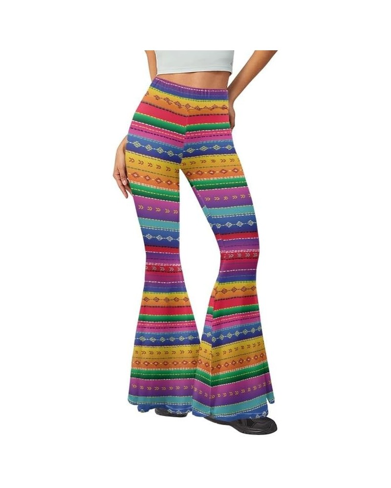 Women's Stretchy Wide Leg Leggings Tie Dye Bootcut Sweatpants Boho Mandala High Waist Yoga Bootleg Pants Slacks Boho Stripes ...