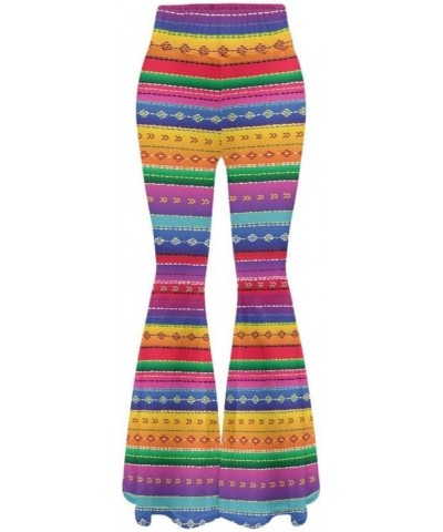 Women's Stretchy Wide Leg Leggings Tie Dye Bootcut Sweatpants Boho Mandala High Waist Yoga Bootleg Pants Slacks Boho Stripes ...