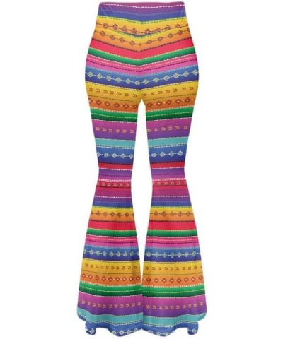 Women's Stretchy Wide Leg Leggings Tie Dye Bootcut Sweatpants Boho Mandala High Waist Yoga Bootleg Pants Slacks Boho Stripes ...