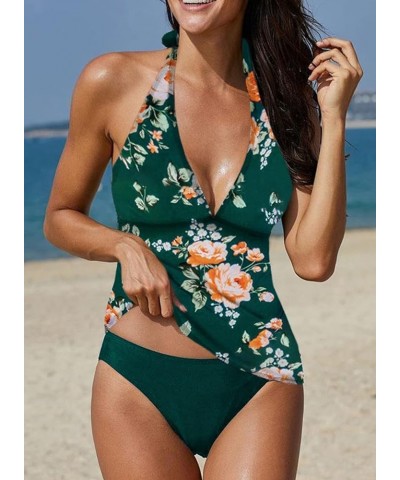 Tankini Bathing Suits for Women 2 Piece Printed Swimsuits Tankini Top with Drawstring Skirt Swimwear 1az Floralgreen $18.99 S...