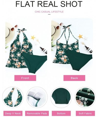 Tankini Bathing Suits for Women 2 Piece Printed Swimsuits Tankini Top with Drawstring Skirt Swimwear 1az Floralgreen $18.99 S...