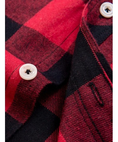 Womens Flannel Plaid Shirt Long Sleeve Roll Up Button Down Casual Shirts A Red&black $16.23 Blouses