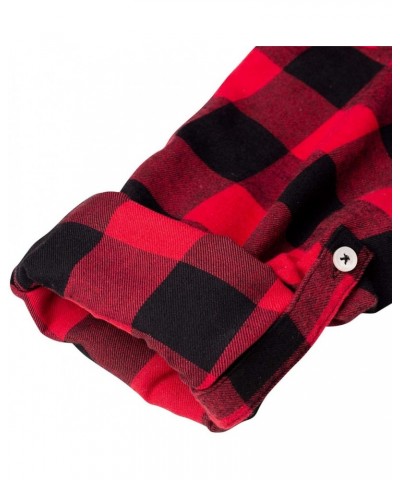 Womens Flannel Plaid Shirt Long Sleeve Roll Up Button Down Casual Shirts A Red&black $16.23 Blouses