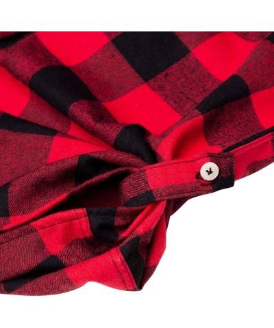 Womens Flannel Plaid Shirt Long Sleeve Roll Up Button Down Casual Shirts A Red&black $16.23 Blouses