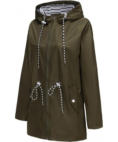 Raincoat For Women Lightweight Waterproof Rain Jacket Hooded Windbreaker Casual Trench Coat With Pockets Olive Green $24.19 J...