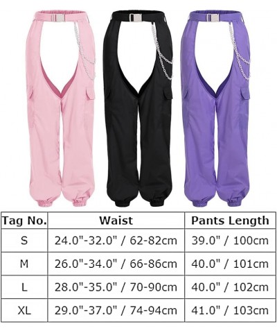 Women Fashion Cargo Pants High Rise Sweatpants Rave Reflective Pants Solid Color Color Block Purple 2 $12.46 Activewear