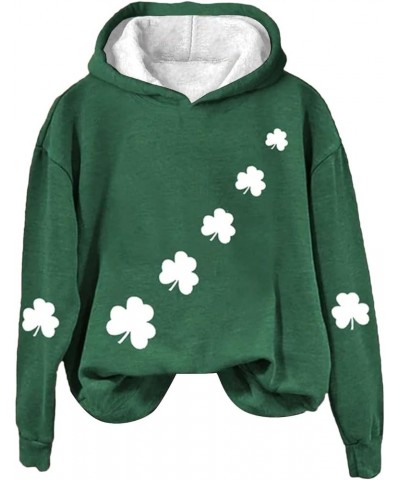 Women St Patricks Day Shirt America Flag Print Hoodie Irish Lucky Shamrock Gift Graphic Letter Tops Long Sleeve Pullover B3-g...