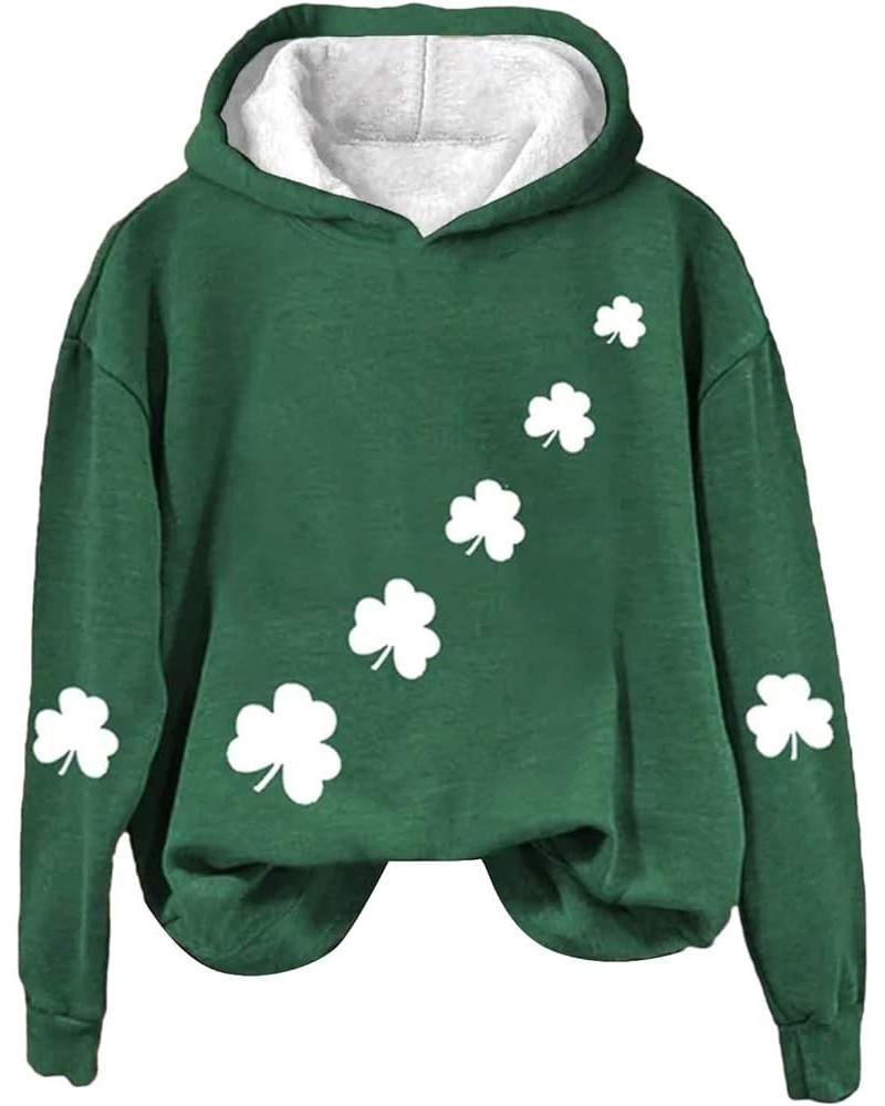 Women St Patricks Day Shirt America Flag Print Hoodie Irish Lucky Shamrock Gift Graphic Letter Tops Long Sleeve Pullover B3-g...