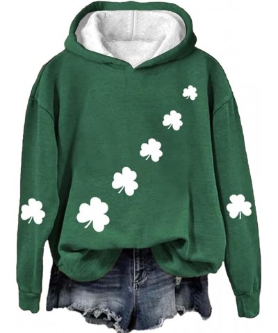 Women St Patricks Day Shirt America Flag Print Hoodie Irish Lucky Shamrock Gift Graphic Letter Tops Long Sleeve Pullover B3-g...