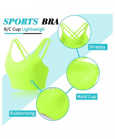 B/C Cups Low Impact Strappy Sports Bras for Women Longline Criss Cross Back Yoga Running Workout Bra Crop Tops Lemon Green $1...