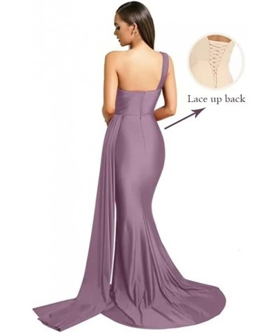 Bridesmaid Dresses One Shoulder Mermaid Satin Prom Dresses Wedding Party Dress Formal Evening Gowns Taupe $35.09 Dresses