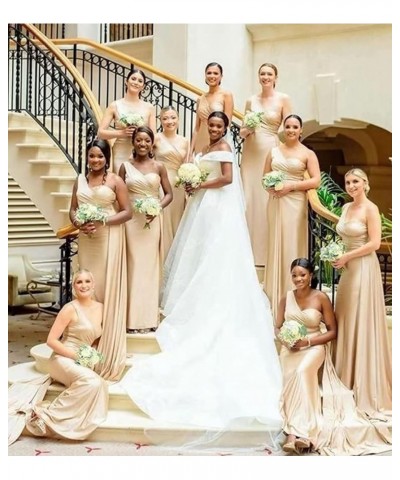 Bridesmaid Dresses One Shoulder Mermaid Satin Prom Dresses Wedding Party Dress Formal Evening Gowns Taupe $35.09 Dresses