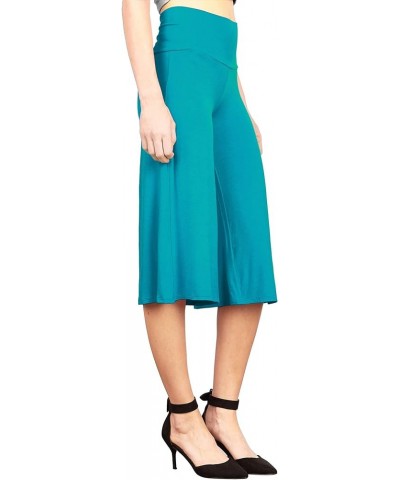 Women's High Elastic Waistband Wide Leg Palazzo Culotte Gaucho Capri Pants (S~5XL) Wb876_jade $14.36 Pants