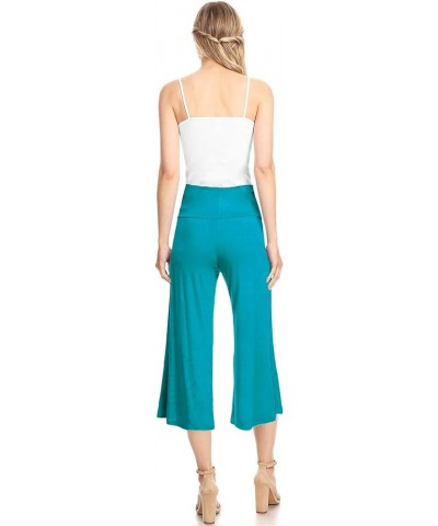 Women's High Elastic Waistband Wide Leg Palazzo Culotte Gaucho Capri Pants (S~5XL) Wb876_jade $14.36 Pants