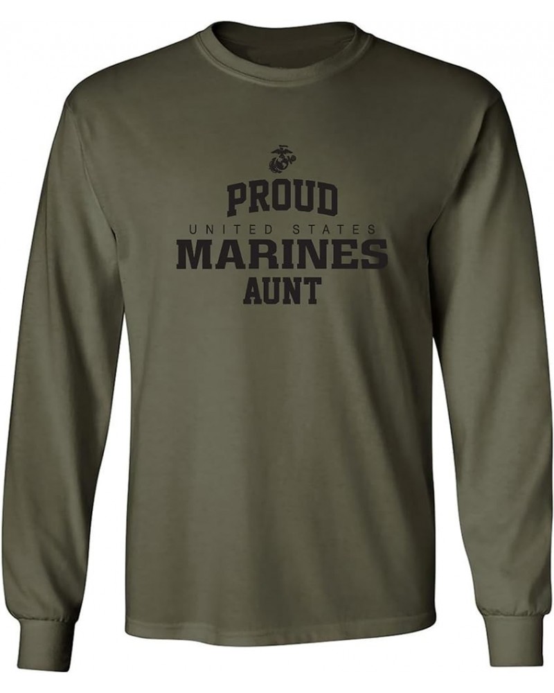 Proud Marines Aunt Adult Long Sleeve T-Shirt Military Green $17.25 T-Shirts