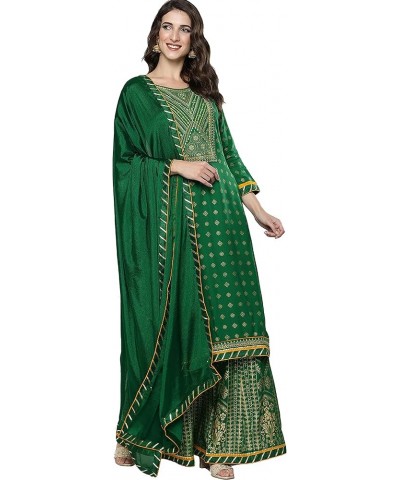 kurta set for women party wear indian dress tunic top kurti palazzo set with dupatta salwar kameez suit for women Green-1 $31...