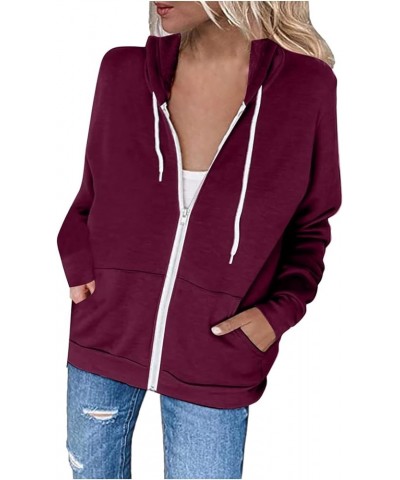 Womens Casual Hoodies Zip Up Sweatshirts Long Sleeve Hooded Pullover Solid Color Tops 2023 Fashion Jackets Pockets A01-sweats...