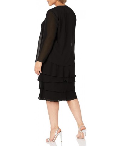 Women's Plus-Size Sequin Chiffon Jacket Dress Black $40.49 Dresses