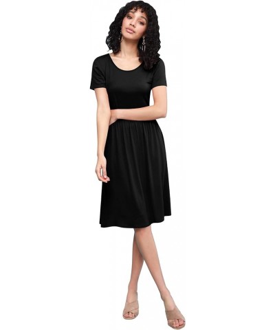 LL Women's Comfy Casual Short Sleeve Flowy Dresses Loose Plain Dress with Pockets Wdr2304_black $12.62 Dresses