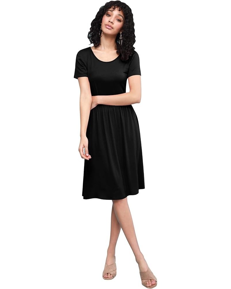 LL Women's Comfy Casual Short Sleeve Flowy Dresses Loose Plain Dress with Pockets Wdr2304_black $12.62 Dresses