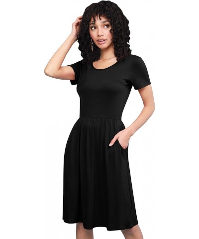 LL Women's Comfy Casual Short Sleeve Flowy Dresses Loose Plain Dress with Pockets Wdr2304_black $12.62 Dresses