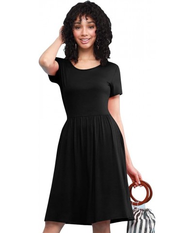 LL Women's Comfy Casual Short Sleeve Flowy Dresses Loose Plain Dress with Pockets Wdr2304_black $12.62 Dresses