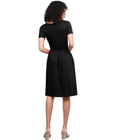 LL Women's Comfy Casual Short Sleeve Flowy Dresses Loose Plain Dress with Pockets Wdr2304_black $12.62 Dresses