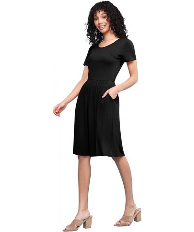 LL Women's Comfy Casual Short Sleeve Flowy Dresses Loose Plain Dress with Pockets Wdr2304_black $12.62 Dresses