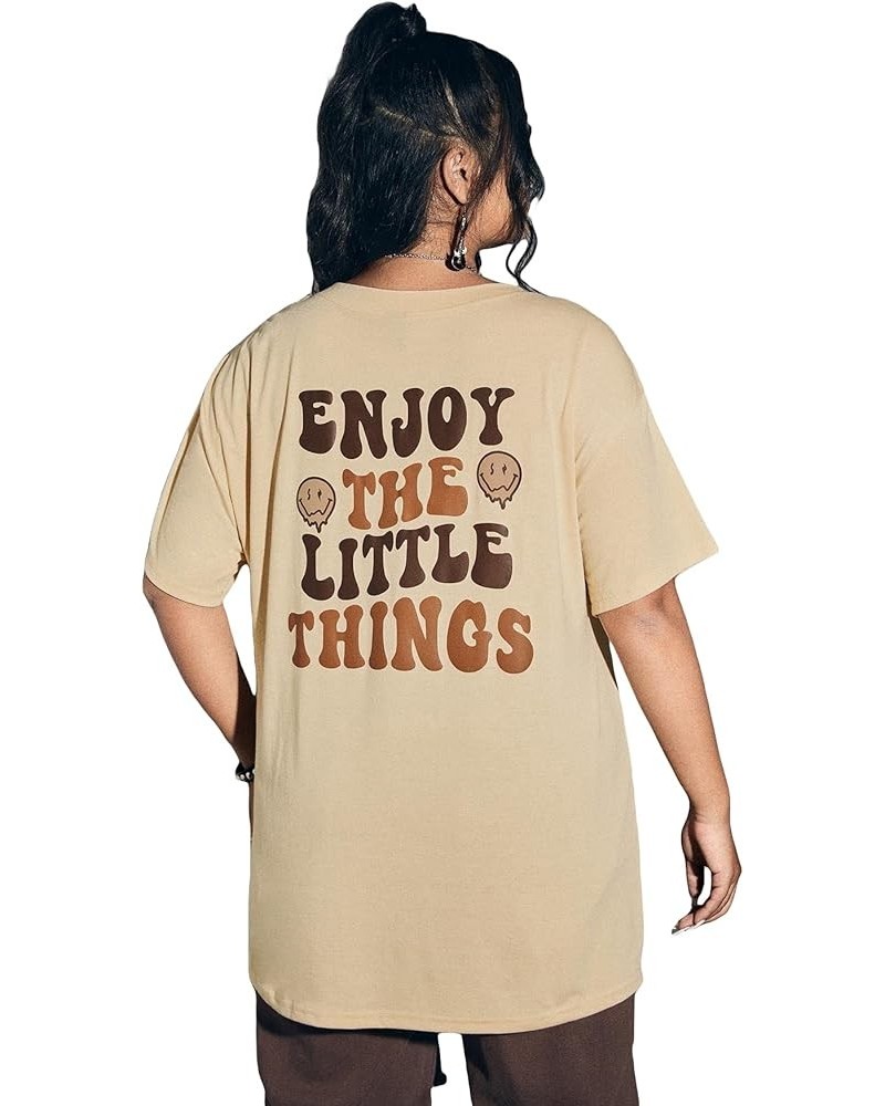 Plus Size Graphic Tees for Women Oversized Tshirts Vintage T Shirt Casual Trendy Summer Loose Tops Apricot Cartoon $12.25 T-S...