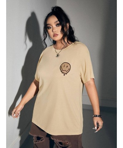 Plus Size Graphic Tees for Women Oversized Tshirts Vintage T Shirt Casual Trendy Summer Loose Tops Apricot Cartoon $12.25 T-S...