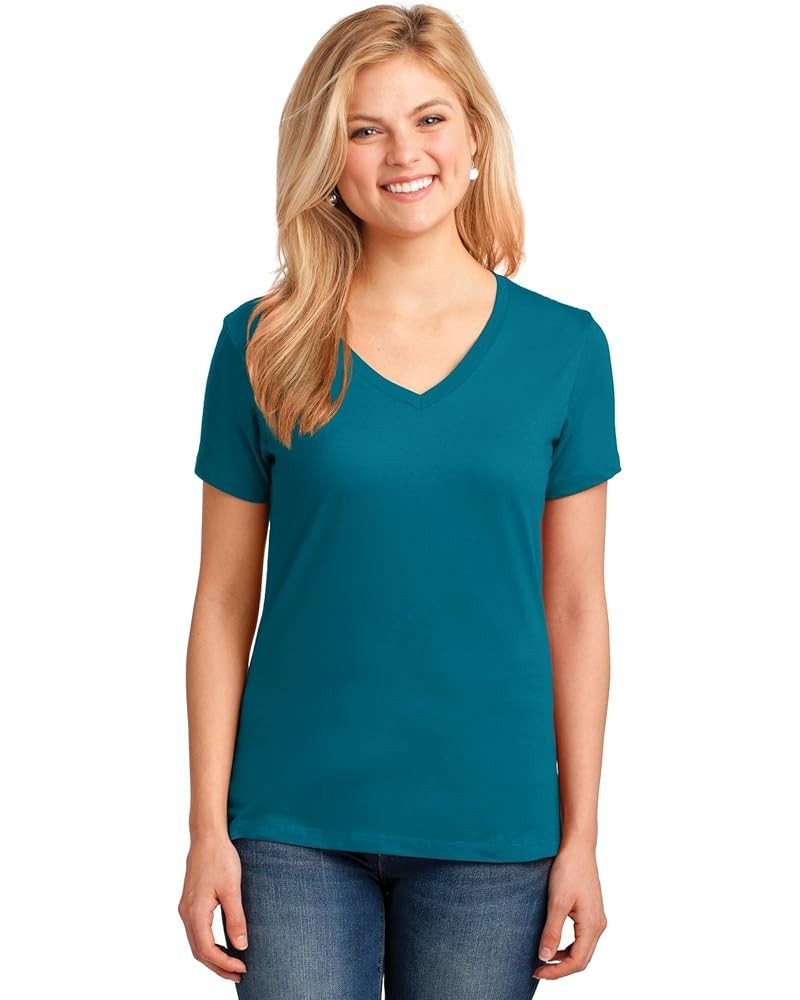 Port & Company Ladies Core Cotton V-Neck Tee. Lpc54v Teal $8.05 T-Shirts