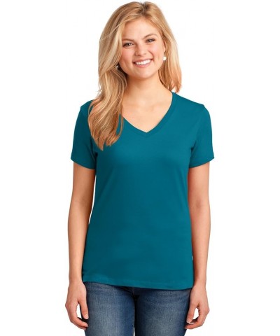 Port & Company Ladies Core Cotton V-Neck Tee. Lpc54v Teal $8.05 T-Shirts