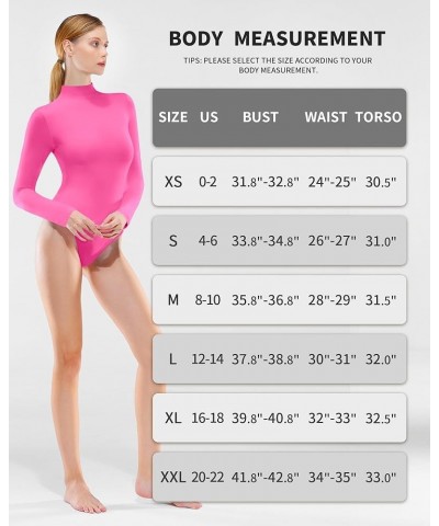 Women's Turtle Neck Bodysuit Long Sleeve Double Lined Basics Body Suit Tops Rosy Pink $17.15 Bodysuits