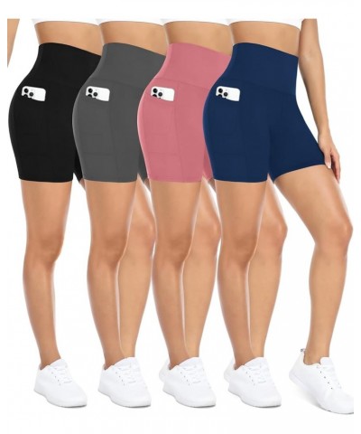 3 Pack Maternity Shorts Over The Belly Pregnancy Biker Shorts Workout Yoga Active Pregnant Pants Pajama with Pockets D-black/...