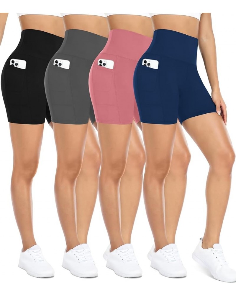 3 Pack Maternity Shorts Over The Belly Pregnancy Biker Shorts Workout Yoga Active Pregnant Pants Pajama with Pockets D-black/...