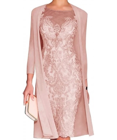 Chiffon Mother of The Bride Dresses with Jackets Long Sleeves Lace Formal Evening Dress MT001 Dusty Rose $43.44 Dresses